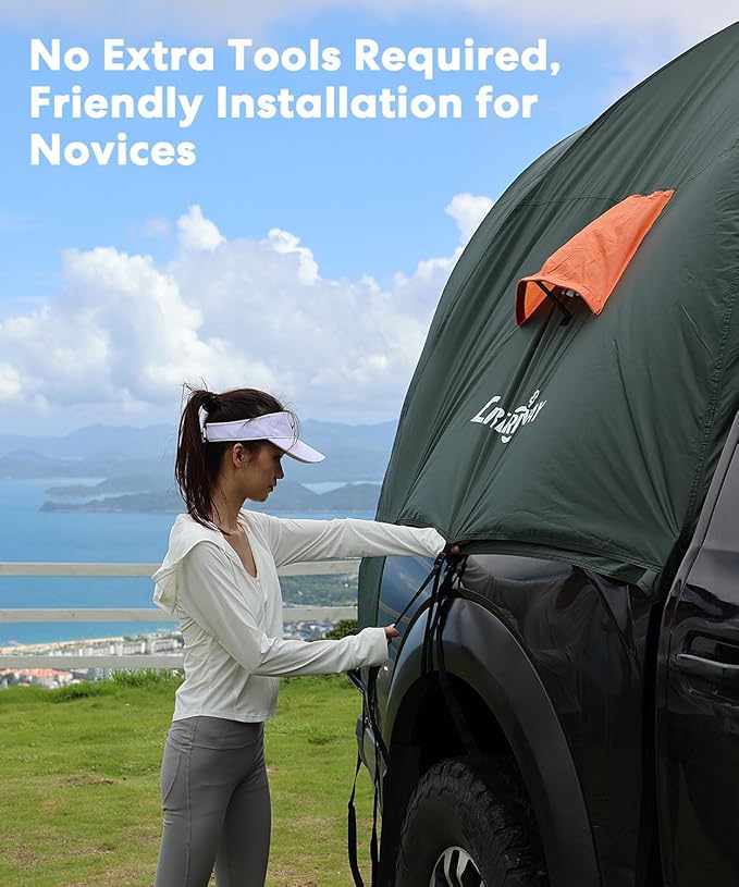 LIBERRWAY Truck Bed Tent for 2 Person, 5.5-5.8 FT Pickup Truck Tent with Waterproof Rainfly Oxford for Camping Travel Outdoor Chevy Silverado 1500 Dodge Ram 1500 Ford F-150 GMC