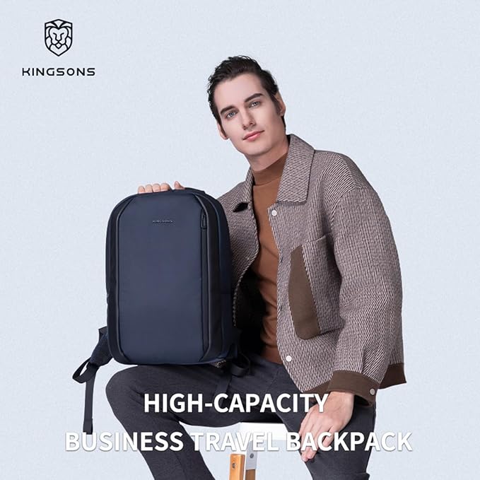 Kingsons 15.6 Inch Laptop Compartment Backpack for Men,Waterproof Slim Durable Business Backpack for Work,Travel (KS25458-Black-US-1)