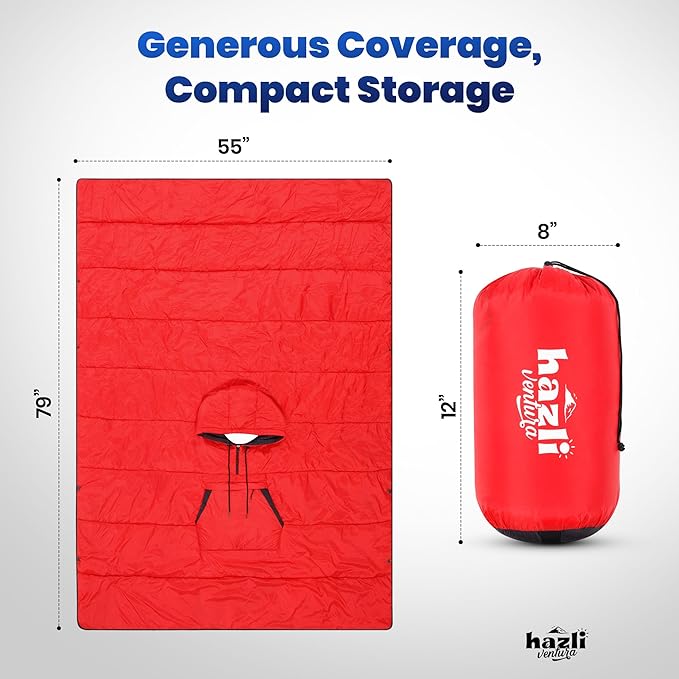 hazli Warm Camping Blanket - Stadium Blanket, Wearable Sleeping Bag Adult, Stadium Sack, Stadium Blankets for Cold Weather, Outdoor Sports Mom Essentials, Stadium Sak, Outdoor Blanket for Sports