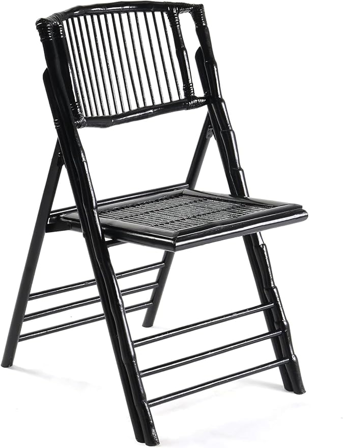 Bonnlo Bamboo Folding Chairs 1/2/4 Pack Foldable Dining Wood Chairs for Outdoor Indoor Garden Patio Lawn Porch Wedding Party Event,Black