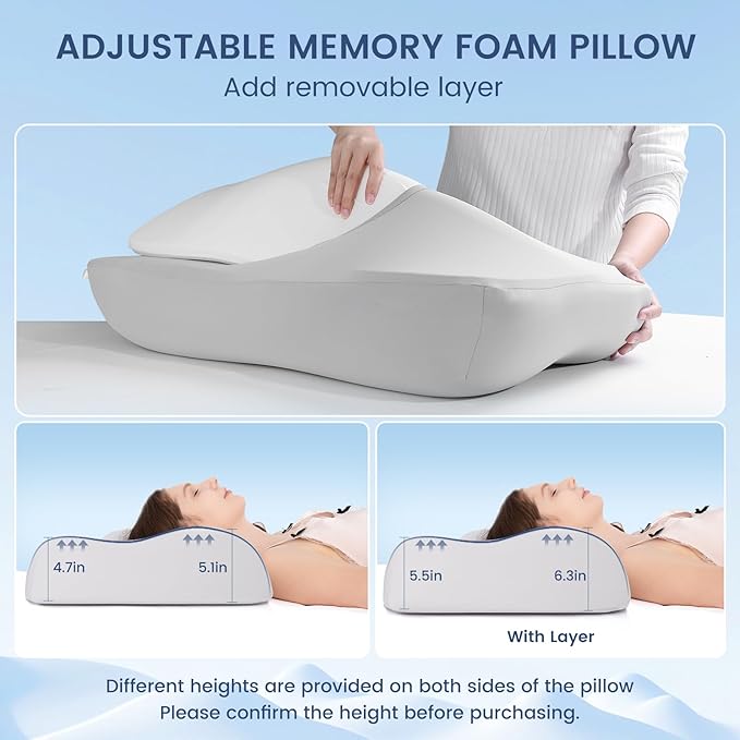 Elegear Deep Sleep Cooling Neck Pillow, Zero-Pressure Tech Orthopedic Pillow Provides Ultra-Soft Cloud Support&Breathable, Ergonomic Contour Cervical Pillow for Neck Pain Relief for Side&Back Sleeper
