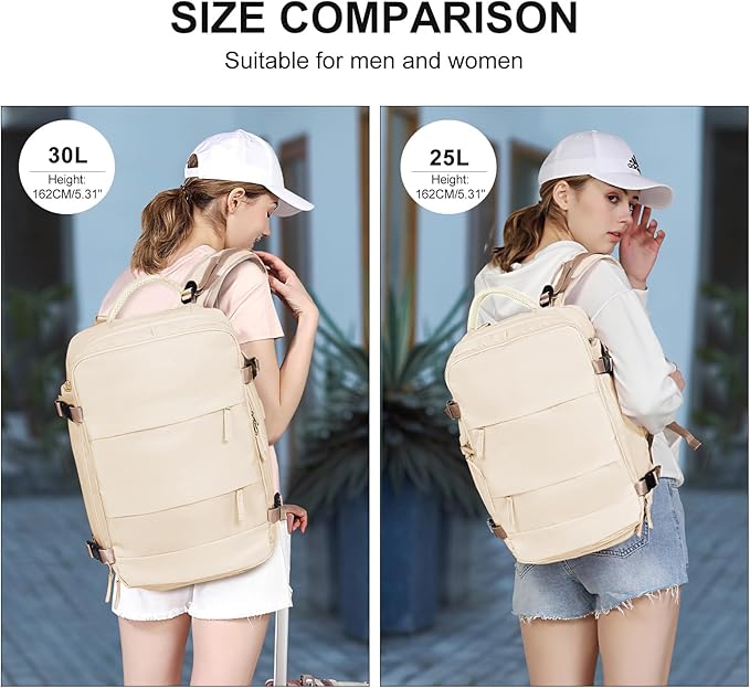 coowoz Travel Backpack For Women Men,Carry On Backpack,Hiking Backpack Waterproof Outdoor Sports Rucksack Casual Daypack Travel Essentials(Beige)