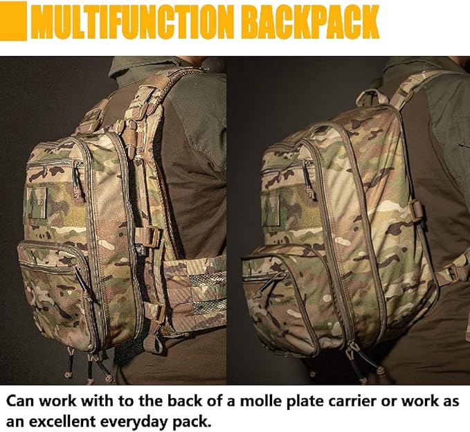 KRYDEX Tactical Expandable Backpack MOLLE Backpack for Travelling Hiking Hunting (Camo)