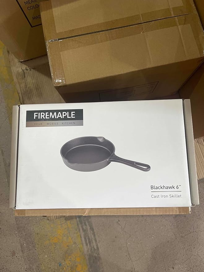 Fire-Maple Blackhawk 6" Cast Iron Skillet - Non-Stick Frying Pan with Even Heat Distribution for Bushcraft,Camping and Home Uses- Portable, Easy Storage - 600ml Capacity