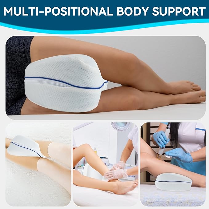 QISHFEN Knee & Leg Pillows Foam Support Pillow for Sleeping for Back Pain,Leg Pillow for Sleeping On Side, Memory Foam Cushion Knee Support Pillows,Pregnancy Pillow Removable (2 Pack)