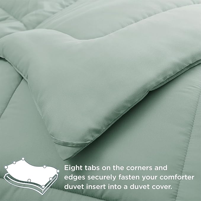 Bedsure Comforter Duvet Insert - Quilted Comforters Oversized King Size, All Season Duvet, GentleSoft Down Alternative Bedding, with 8 Tabs, Gifts for Women, Sage Green, Oversized King 116x98 Inches