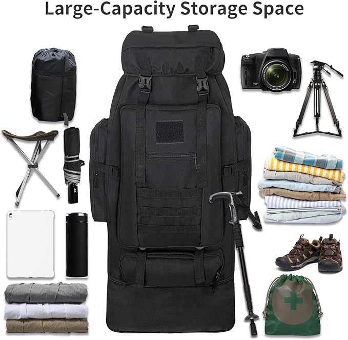 80L/100L Hiking Camping Backpack Outdoor Travel Climbing Rucksack Military Trekking Knapsack Molle 3 Days Assault Pack
