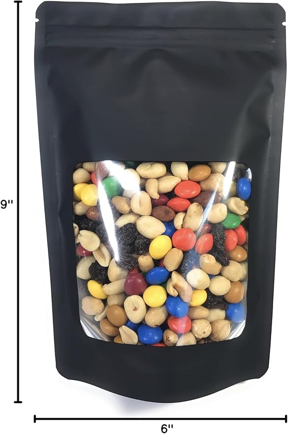 100 Pack Resealable Ounce Smell Proof Bags 6” x 9” x 3” Stand Up Zip Seal Foil Pouch. Clear Window - Not Frosted. Leak Proof, Food Grade. ROYPACK