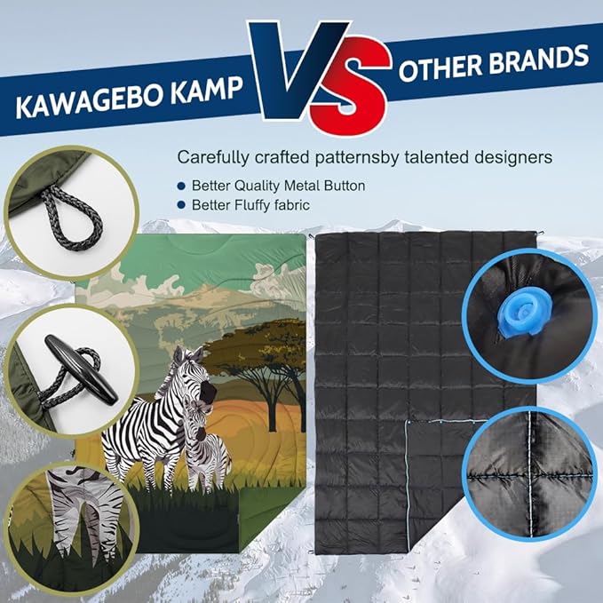 Camping Blanket Puffy - Outdoor Stadium Blanket Wearable, Lightweight, Packable, Machine Washable Camping Quilt for Traveling, Picnic, Beach, Party