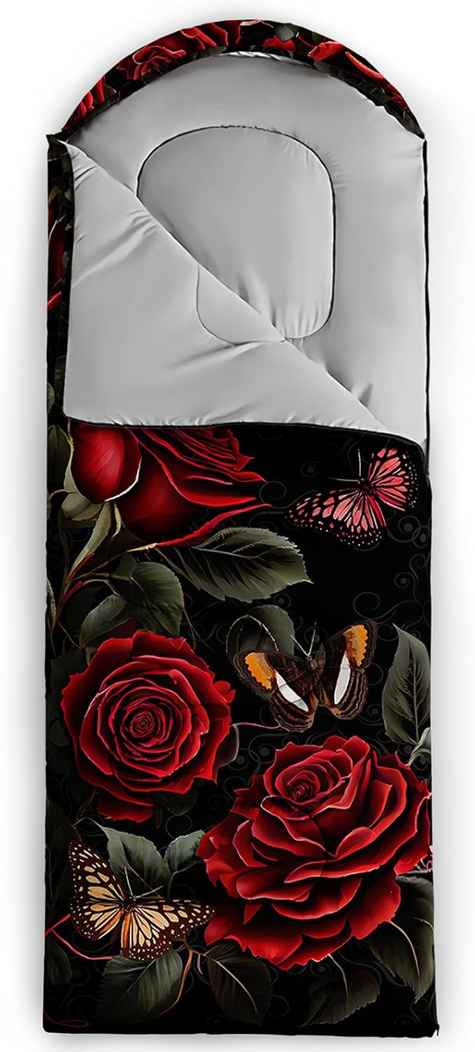 Sleeping Bags for Adults and Kids,3D Printing Camping Sleeping Bag for Girls Boys Lightweight Waterproof Cold/Warm 3-Season,Outdoor Travel with Compression Bags