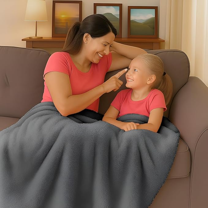 Melissa Large Travel Blanket and Inflatable Pillow Set - 69โ x 43.3โ โ Soft Blanket with Carry Bag โ Lightweight, Compact & Washable for Backpacking, Hiking, Car, Airplane, Office, Camping (Gray)