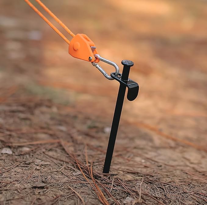 Cheardia 20 Pack Tent Stakes Heavy Duty, 7.8 Inch Outdoor Camping Pegs Stakes Black Metal Ground Stakes Spikes for Tent Tarp Canopy Unbreakable and Inflexible