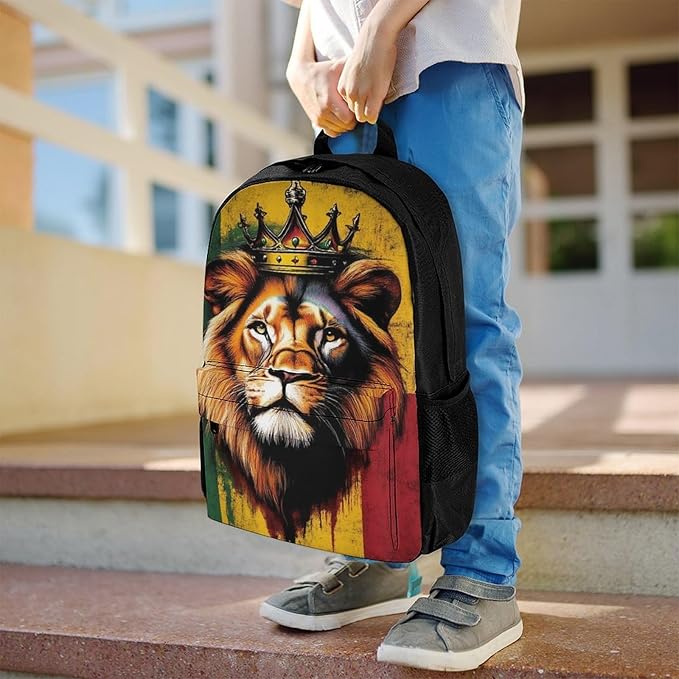 Supdreamc Daypack Backpack Multipurpose Anti-Theft Large Capacity Bookbag, Rasta Flag Lion Splatter Painting Travel Hiking Camping Rucksack With Adjustable Shoulder Straps