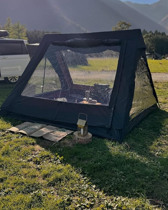 4 Person Canvas Tent with Full Rainfly&Footprint, Easy Set Up Breathable 4 Season FamilyTent for Winter Outdoor Glamping Car Camping