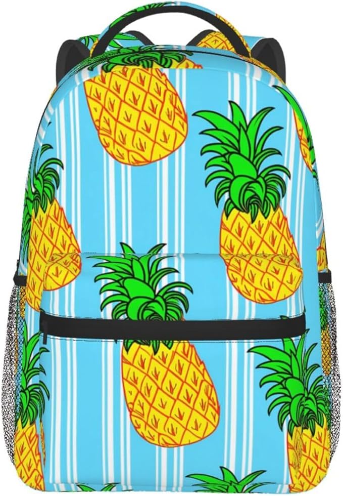 Backpack Polyester Multipurpose Anti-Theft Pineapple Pattern Shoulder Bag Big Capacity Gym Outdoor Hiking Backpack With Padded Straps