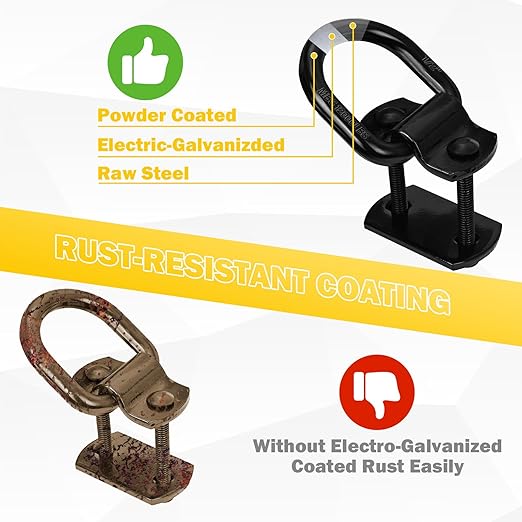 8-Pack 1/2-Inch Heavy Duty Bolt-On Forged D-Ring Shackles - 12,000Lbs Breaking Strength Truck Bed Anchors, Cargo Tie Down Hooks for Trailers, Trucks & Cargo Securement (Black)