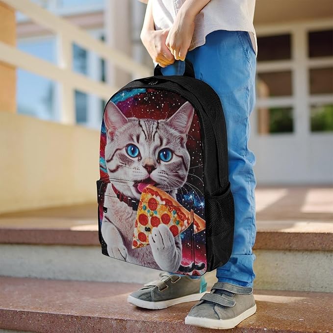 Shoulder Book Bags Anti-Theft Multipurpose Big Capacity Bookbag, Galaxy Taco Cat Pizza Travel Hiking Backpack With Smooth Zippers