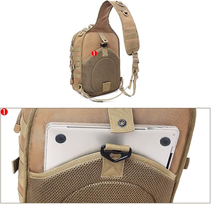 Men's Tactical Sling Bag Small Crossbody Backpack Military Rover Shoulder Pack Molle Assault Range Bag Camping Hunting