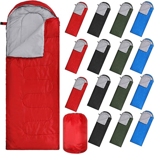 Tudomro 16 Pack Winter Camping Sleeping Bags Bulk Adults 4 Season Warm Cold Weather Lightweight Waterproof Compact Backpacking Sleeping Bag for Travel Hiking