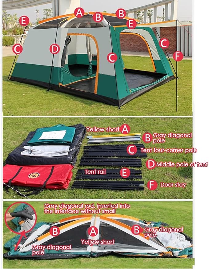 GeRRiT Outdoor Tent, Camping Tent 6 Person, Family Tents for Camping Waterproof, Tent with Living Room and Separate Rooms, 4 Season Tents Big Family Shelter