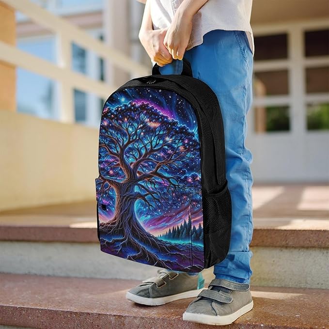 Supdreamc Daypack Backpack Anti-Theft Multipurpose Big Capacity Bookbag, Magical Universe Tree Of Life Art Business Computer Bag With Side Pockets