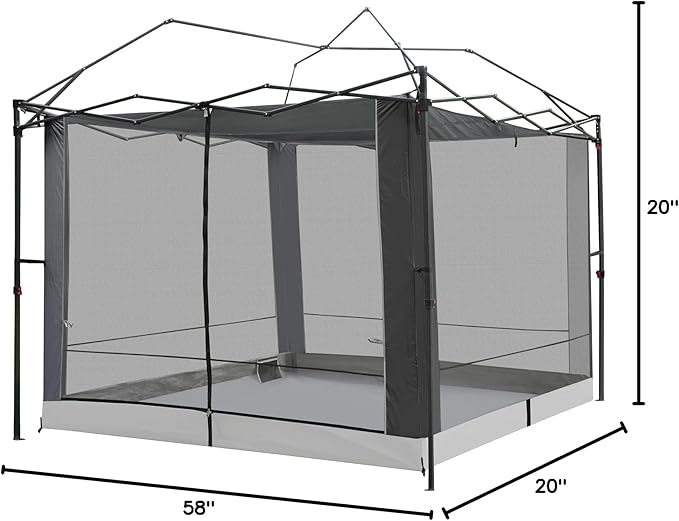 Canopy Universal Mosquito Netting Tent, Converts 10'x10' Canopy Gazebo into Camping Inner Tent, Screen House with Full PE Floors for Outdoor, Backyard. (TOP & Frame NOT Included) Black