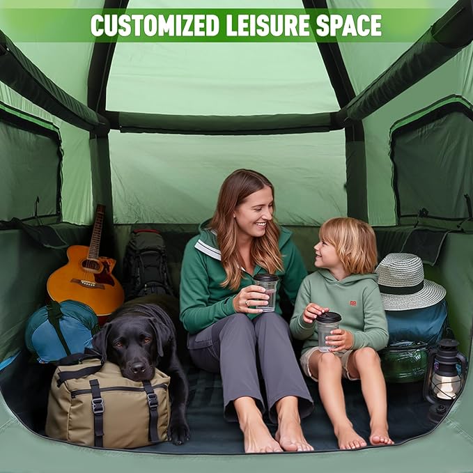 Truck Bed Tent 5.5ft-8ft Easy Set up Inflatable Pickup Truck Tent with Pump for Camping PU 3000mm Waterproof Dual-use Pickup Tent or Camping Tent for 2 Person Double Layer Mesh Window & Door