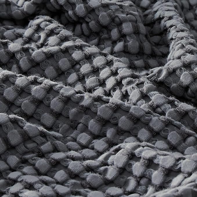 Bedsure Cooling Cotton Waffle Full Size Blanket - Lightweight Breathable Blanket of Rayon Derived from Bamboo for Hot Sleepers, Luxury Throws for Bed, Couch and Sofa, Dark Grey, 80x90 Inches