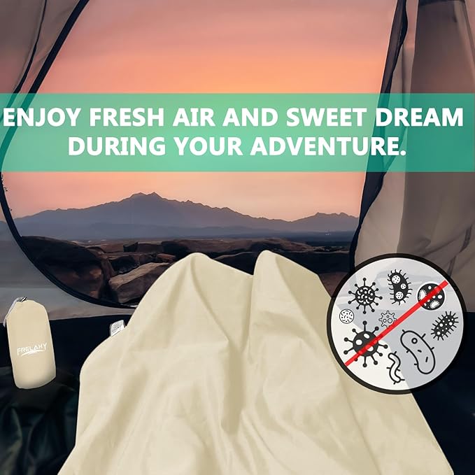 Frelaxy Sleeping Bag Liner, XL Travel Sheet & Camping Sheet for Backpacking, Hotel, Hostels & Traveling, Comfy & Easy Care, Full-Length Zipper/No Zipper, 4 Seasons Warm Cold Weather