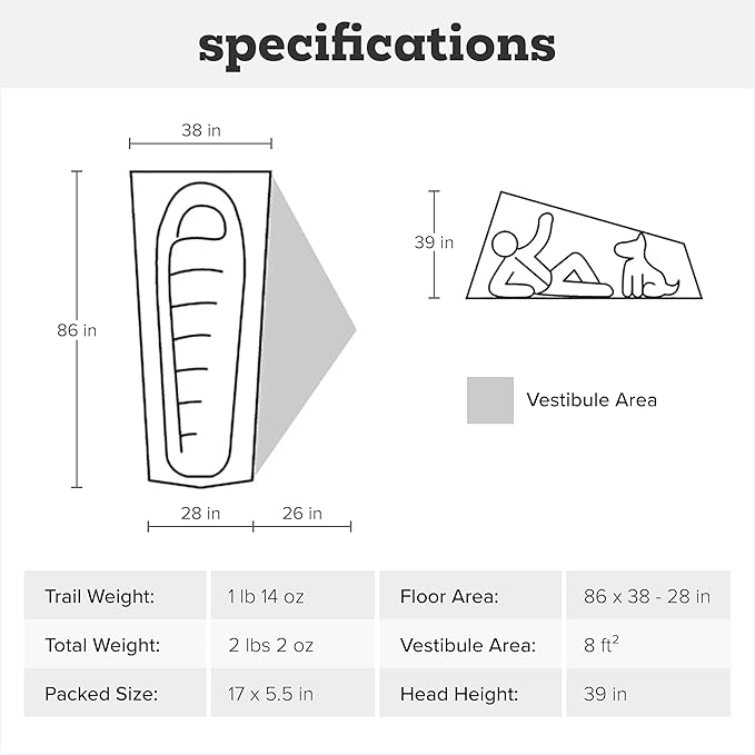 Big Agnes Tiger Wall UL - Ultralight Backpacking Tent, 3-Season Semi-Freestanding Side-Entry Shelter for Camping & Backpacking -1, 2, & 3 Person