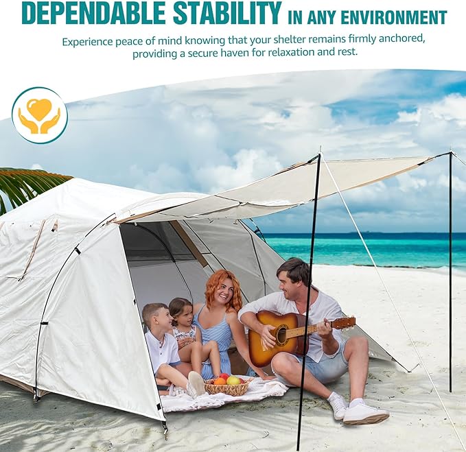 Chihee Camping Tents Pop-Up Portable Tent Outdoor Shelter,Family Tent 2 Doors Instant Set up Large Weatherproof Tent 4 Seasons Tents with Screened Porch Room Awning Include Rain Fly Carry Bag Hiking