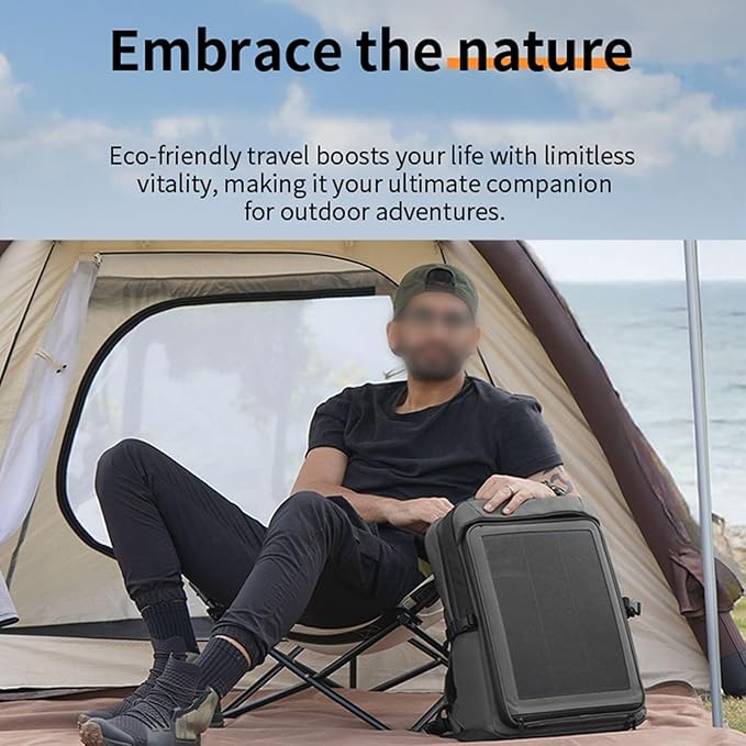 Solar Backpack Charger, 35L Solar Charging Backpack For Outdoor Activities, Travel Backpack With Dual Solar Panels Provide Up To 30W Charging Power