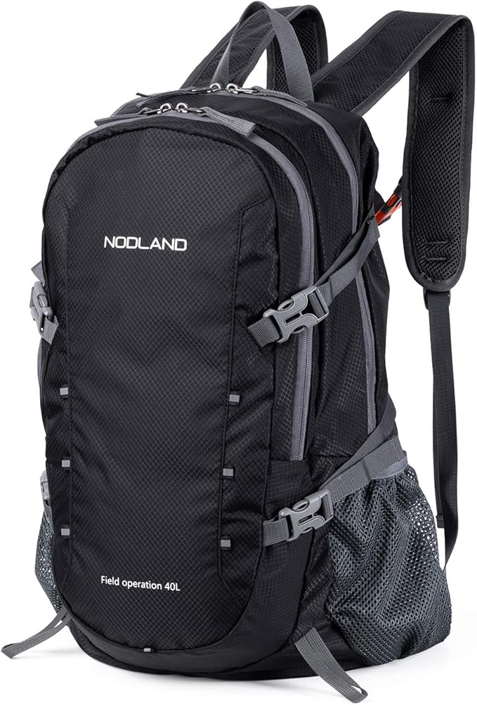 NODLAND Lightweight Backpack Travel 40L Foldable Water-Resistant Daypack, Hiking Outdoor Camping Rucksack for Men Women