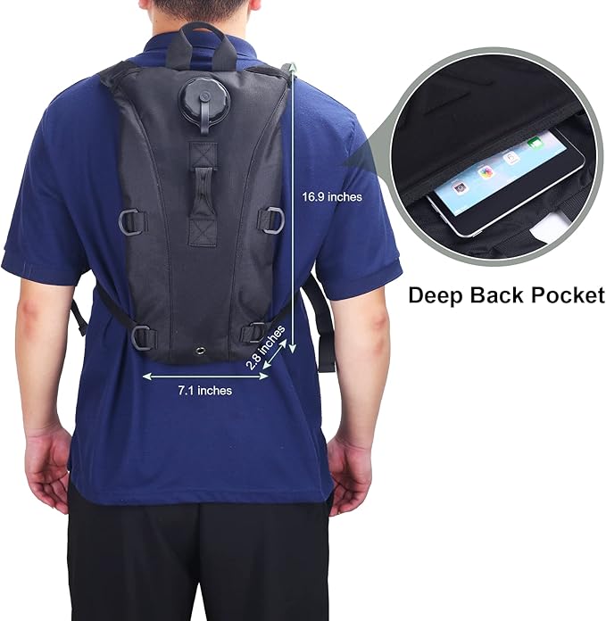 Hydration Pack Backpack with 3L Bladder, Tactical Water Bag for Hiking, Biking, Running, Walking and Climbing