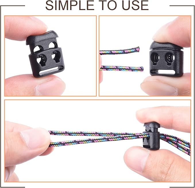 20PCS Assorted Colors Plastic Cord Locks for Drawstring, Paracord Spring Toggle Stopper Clasp Elastic Shoeslace Lock Sweatpants Backpack String Clips Bungee Swim Goggles Replacement