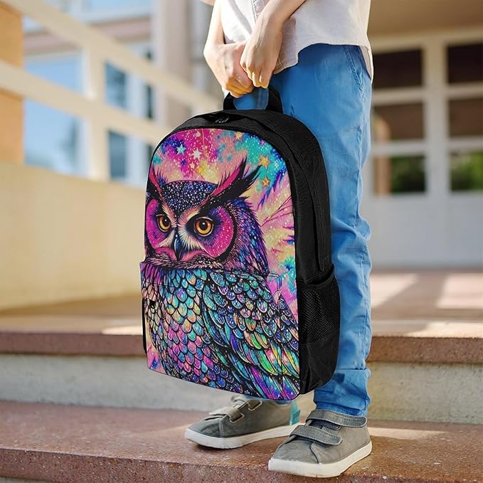 Supdreamc Rucksacks Lightweight Multipurpose Anti-Theft Galaxy Owl Shoulder Bag Big Capacity Laptop Book Bag Rucksack With Padded Straps