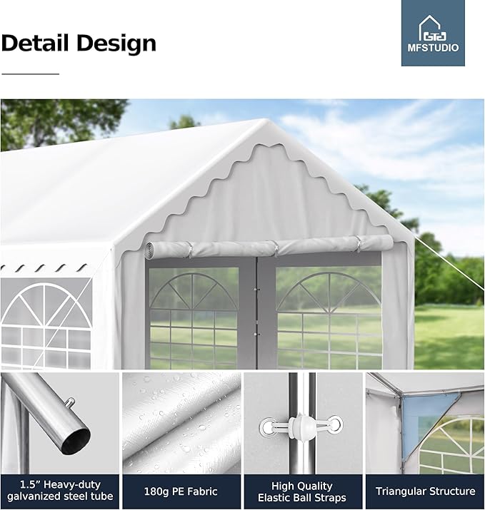 MFSTUDIO 13x26 Party Tents, Outdoor Heavy Duty Tents for Parties with Removable Sidewalls, Canopy Events Tent Shelter for Outdoor Wedding Birthday Backyard, White