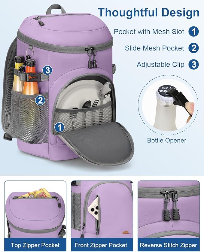Cooler Backpack Insulated Waterproof,30/45 Cans Backpack Coolers Leakproof Lunch Backpack for Men Women Portable Soft Cooler Bag for Beach Camping Trave Picnic