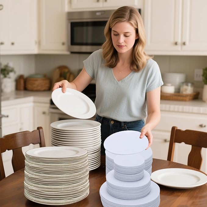 Felt Plate Dividers,36 PCS Soft Premium Felt Protectors for Porcelain Cookware Storage,Washable & Reusable Separators Pads for Stacking & Protection, 12 Each of 10/6/4.5 inch