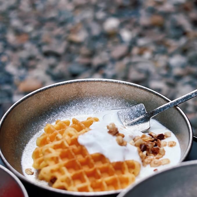 SILVERANT Titanium Camping Bowls, Titanium Plate Ultra Thick & Durable Tableware Single Wall Cookware Mess Kit with Carry Mesh Bag for Outdoor Backpacking Hiking - Crystallized