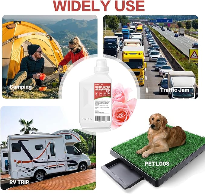 Wenge Urine Super Absorbent, Solidifier - 180 Use Pre Poo gel for Toilet, Porta Potty Chemicals, Eco Absorbent Liquid Waste Gelling and Deodorizing Powder (Pink Rose Scent)