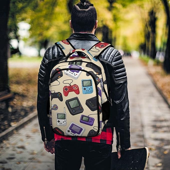 Travel Backpack Purse for Women, Video Game Weapon Funny Games Cute Laptop Backpack with Tumbler Holder for Nurse Teacher College Work Casual Daypack