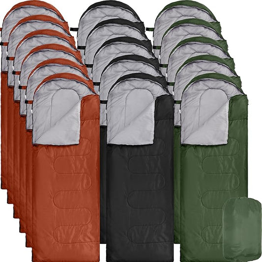 Tudomro 16 Pack Winter Camping Sleeping Bags Bulk Adults 4 Season Warm Cold Weather Lightweight Waterproof Compact Backpacking Sleeping Bag for Travel Hiking