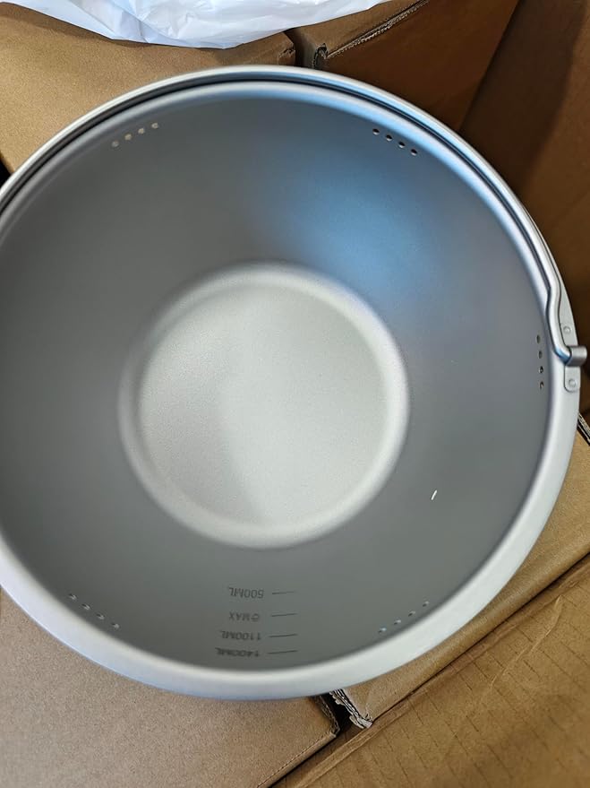 Valtcan 3200ml Titanium Rice Cooker Pot Home and Camping Backpacking Bento Lunch Box with locking Lid for Rapid Easy Rice Making 867g