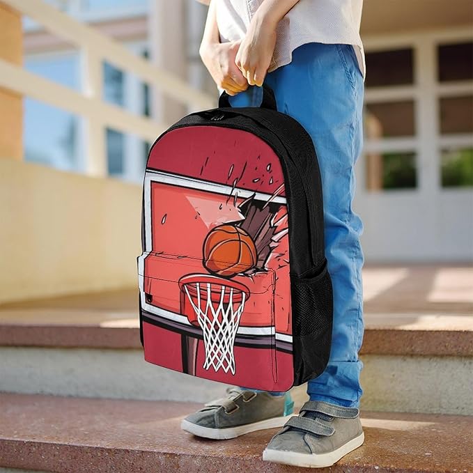 Supdreamc Rucksack Multipurpose Anti-Theft Big Capacity Shoulder Bag, Basketball Rack Red Travel Hiking Camping Rucksack With Side Pockets