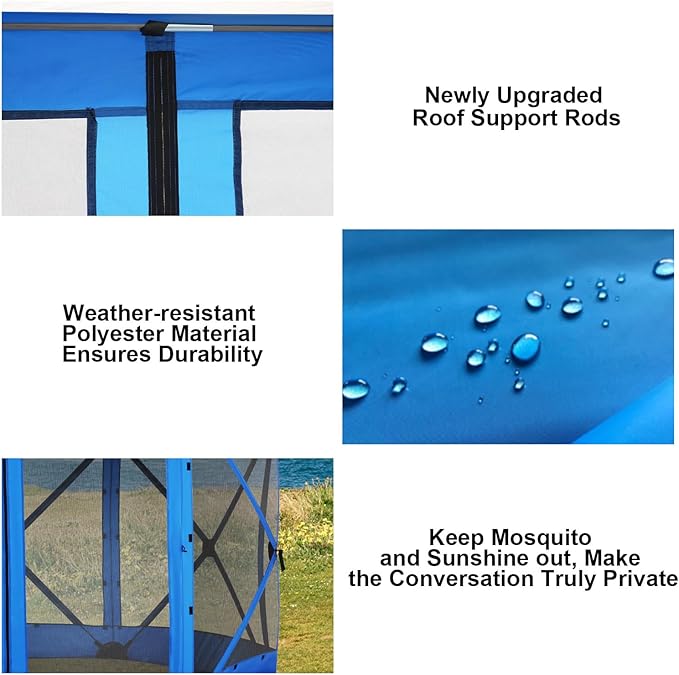 COBIZI 12x12 FT Pop Up Canopy Stargazing Tent, Gazebos On Clearance with Removable Roof,Instant Screened in Gazebo, Screen Tents Portable carpas para Patio for Outdoor Camping,Backyard, Garden, Blue