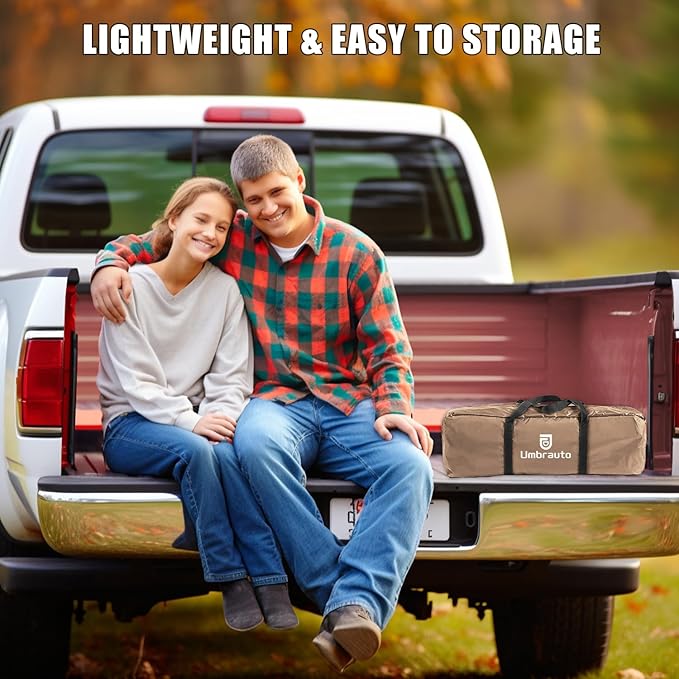 Umbrauto Truck Bed Tent, Waterproof PU2000mm Single Layer Truck Tents for 5.5-5.8'Ft, Full Size Pickup Tent Camping for 2 Person with Carry Bag, brown(Single layer)