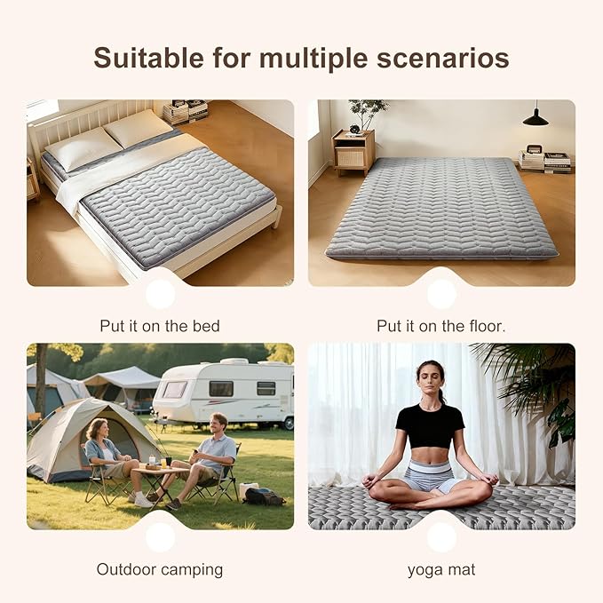 Premium Foam 3.2" Thick Japanese Futon Floor Mattress - Twin Size 39"x80" 100% High-Density Foam,Comfortable Sleeping Pad,Tatami Mat for Dorm,Bedroom or Guest Room,Boys Girls Dormitory Pads(Hemp Gray)