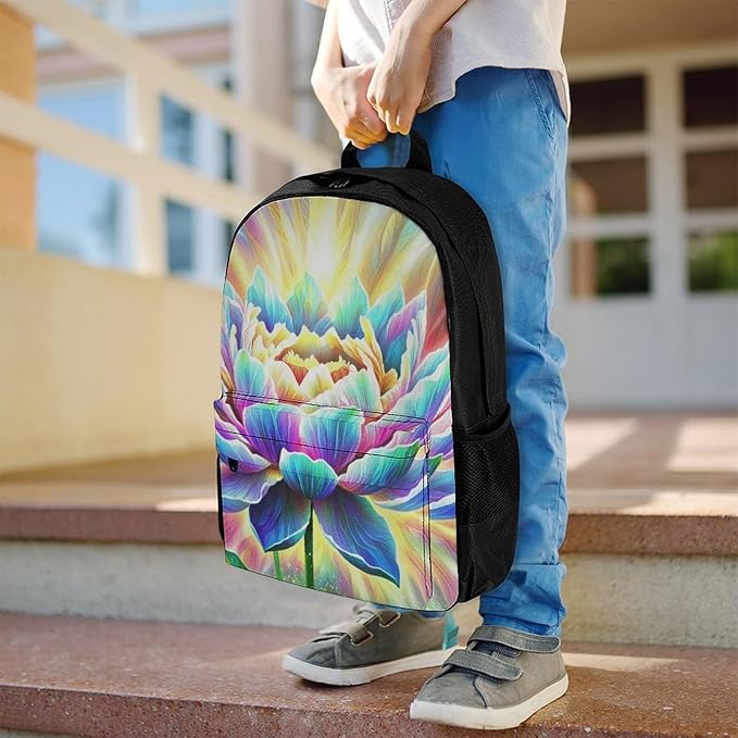 Supdreamc Men Women Lightweight Healing Poppy Flower Casual Daypack Large Capacity Bookbag With Adjustable Shoulder Straps for Gym Business Bicycle