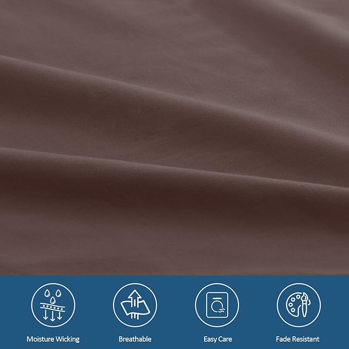 Queen Sheet Set for Air Mattress - Sheets Queen Size Bed Set - 3Pcs Side Storage Pocket Fitted Sheet & Pillowcases Easily Fits 16in to 24in Pillow Top Air Bed Mattress - Brown
